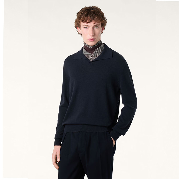 loro piana empire wool long-sleeve polo shirt